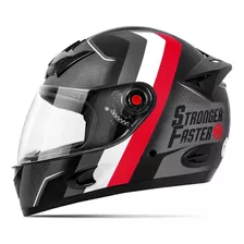 Capacete De Moto Feminino Etceter Stronger Faster Fosco Cor Cinza/vermelho Tamanho Do Capacete 56