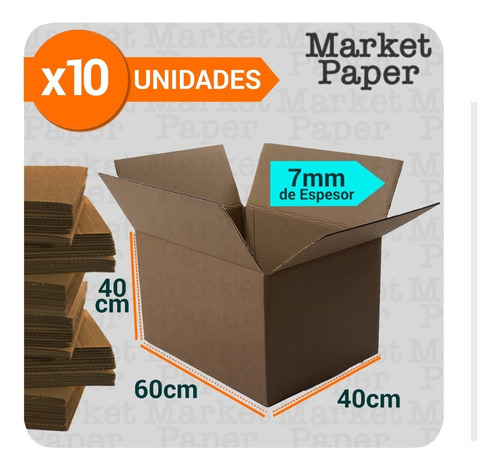 Caja Carton Embalaje 60x40x40 Mudanza Doble Reforzada X10