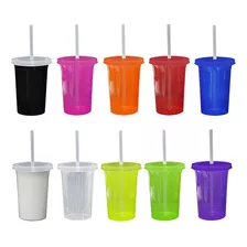 Vaso Con Tapa Popote Paquete Con 24 Vasos