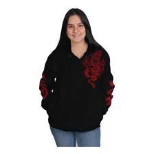 Blusa Moletom Dragão Chinês Vermelho Com Zipper