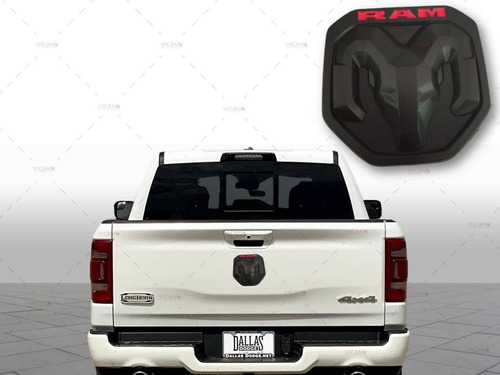 Emblema Para Tapa De Caja Dodge Ram Negro Con Rojo Foto 3