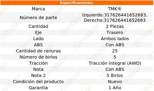 2- Mazas Traseras Con Abs Subaru Legacy 4 Cil 2.0l 2009 Tmk Foto 2