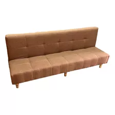 Sofá Cama Living Reclinable Tela Marrón Oferta Tienda Max