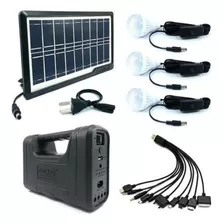 Kit Panel Solar Reflector Led Portátil Recargable 3bombillos Color De La Carcasa Negro