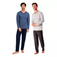 Kit 2 Pijamas Masculino Hering Longo Inverno Malha Algodão