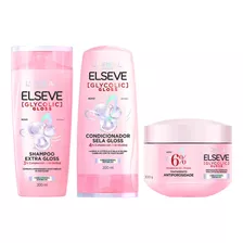 Kit Elseve Glycolic Gloss Shampoo + Cond + Máscara Loréal
