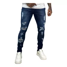 Calça Masculina Jeans Rasgada Premium Skinny Com Lycra