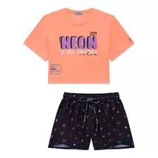 Conjunto Infanto-juvenil Menina Cropped Neon - Vic&vicky