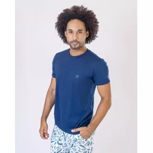 Short Moletom Masculino Estampado Folhas Azuis
