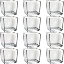 Kit 10 Mini Vasos De Vidro Castiçal Porta Vela De Mesa 300ml Cor Transparente