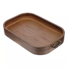 Bandeja Bambu C/ Pegador Metal Envelhecido 40x28cm Marrom