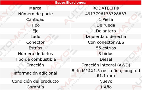 1 - Maza De Rueda Del Izq/der Rodatech Excursion V8 7.3l 03 Foto 5