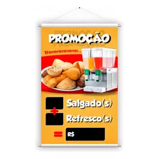 Banner De Promoção Salgado E Refresco 45x70cm Lanchonete 1un