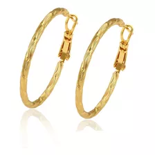 Aretes Oro 24k Lam Arracada 32mm Regalo Mujer Dama Amor 