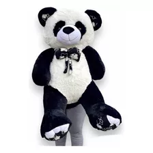 Oso Panda De Peluche Gigante + Moño + 3 Globos