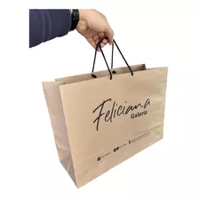 Bolsa Papel Kraft Boutique 40x15+30 Impresión Envío 100 Pz