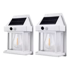 X2 Lampara Solar Aplique Blanco Con Ampolleta Más Sensor