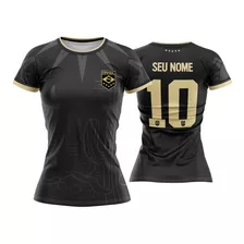 Camisa Seleção Brasileira 2022 Feminina Preta Nome E Numero