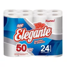 Papel Higiénico Elegante Blanco 50 Mts Bolsón De 24 Unidades