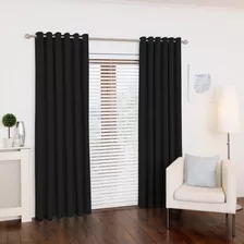 Cortina Para Sala E Quarto 300x280 Com Ilhos Para Varão Cor Preta