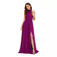 Vestido Elegante Fiesta Fiusha Bugambilia Damas Boda Halter