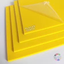 Placa Chapa Plástico Duro Ps Amarelo 2mmx50cmx50cm