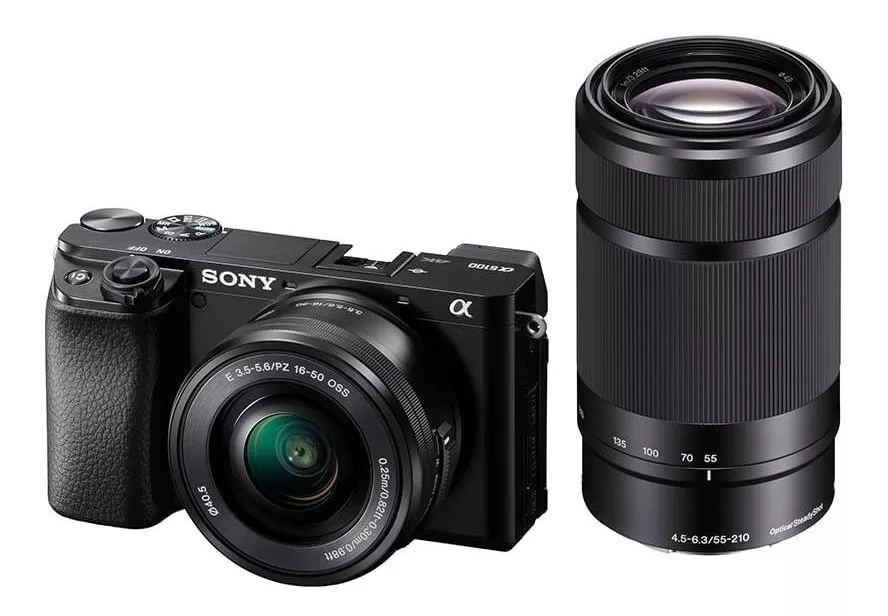  Sony Kit Alpha 6100 + Lente 16-50mm Oss + Lente 55-210mm Oss Ilce-6100y Sin Espejo Color Negro 