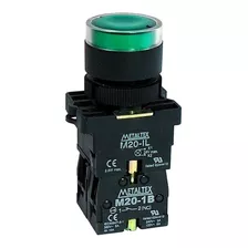 Pulsador Iluminado 22mm Plástico - Verde 24v - 1na+1nf