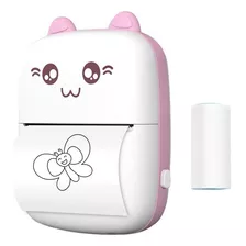 Mini Impresora Térmica Portátil Bluetooth Gatito + 1 Rollo Color Rosa