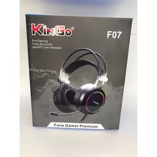 Headset Gamer Kingo F07-vibra- Com Microfone E Led Para Pc Cor Preto