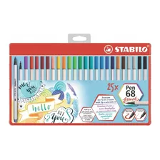 Marcador Stabilo Pen 68 Brush X 25 Colores