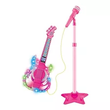 Novo Microfone Com Pedestal E Guitarra Infantil Rock Show