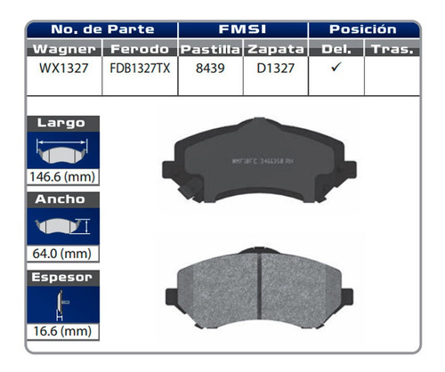 Balatas Delanteras Jeep Wrangler 2011 2012 2013 Wagner Foto 2