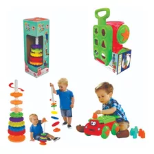Kit Brinquedo Para Criança Autista Carrinho De Empurrar 