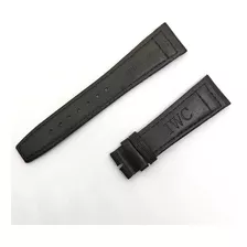 Pulseira Relógio Iwc Nylon Couro Preto 22x18 