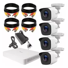Hilook Kit Video Vigilancia 4 Cámaras Metálicas Kit Turbo Hd 720p Con Visión Nocturna Circuito Cerrado De Alta Resolución