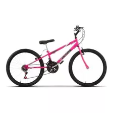 Bicicleta De Passeio Ultra Bikes Bike Rebaixada Aro 24 18 Marchas Freios V-brakes Cor Chrome Line Pink