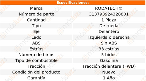 (1) Maza Rueda Del Izq/der S/abs Zafira 2.2l 4 Cil Fwd 99/06 Foto 6