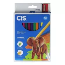 Lápis De Cor Plastic Jumbo 12 Cores Cis