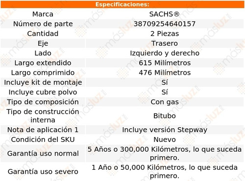 Set 2 Amortiguadores Tra Sachs Sandero Fwd L4 1.6l 10 Al 12 Foto 2