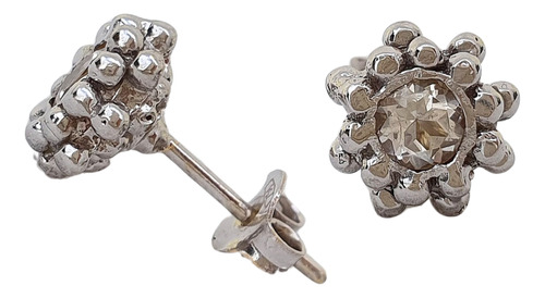 Brinco Solitário De Ouro Branco 18k E Safira Branca 0,40ct Branco