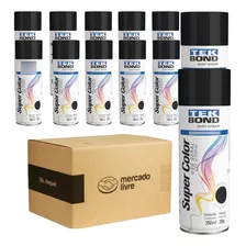 Kit Com 12 Tinta Spray Preto Fosco Tekbond 350ml/250g