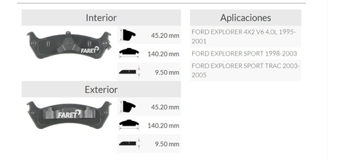 Balata Trasera De Disco Ford Explorer 4x2 V6 4.0l  95-01 Foto 5