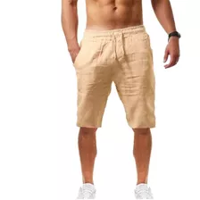 Short Pantalón De Algodón Y Lino Para Hombre, Playa, Yoga