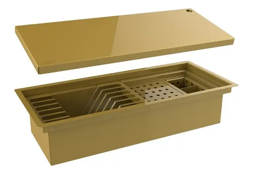 Escorredor Embutido Calha Escorredora Inox Dourado 45cm Dourado