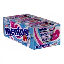 Cx Bala Mastigave Mentos 12p Iogurte Morango Yogurt Slim Box