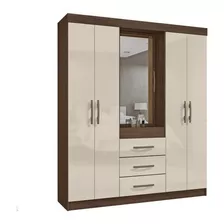 Guarda Roupa Casal 5 Portas Com Espelho 3 Gavetas Cg