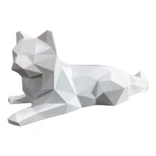 Gato Geometrico Estatueta Decoração Pet 14 Cm 