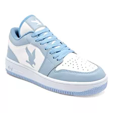 Tenis Mujer American Fire Pa-99 Blanco Azul 121-955