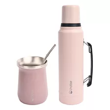 Termo Liquido Classic 1,3 Lts + Mate Bombilla Lhotse Pink